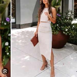 Vici Linen Stripe Set - Top and Skirt